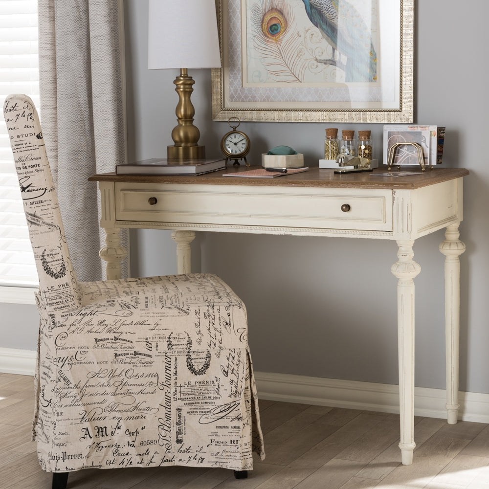 Baxton Studio Marquetterie French Provincial Weathered Oak and